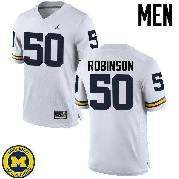 Mens University of Michigan #50 Andrew Robinson White High School Jersey